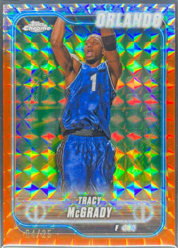 Tracy McGrady 2024 Topps Chrome #42 Orange Geometric Refractor /25 RAW