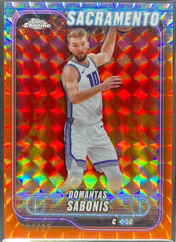 Domantas Sabonis 2024 Topps Chrome #153 Orange Geometric Refractor /25 RAW