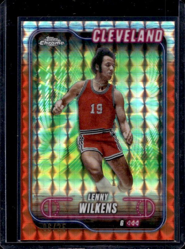 Lenny Wilkens 2024 Topps Chrome #14 Orange Geometric Refractor /25 RAW