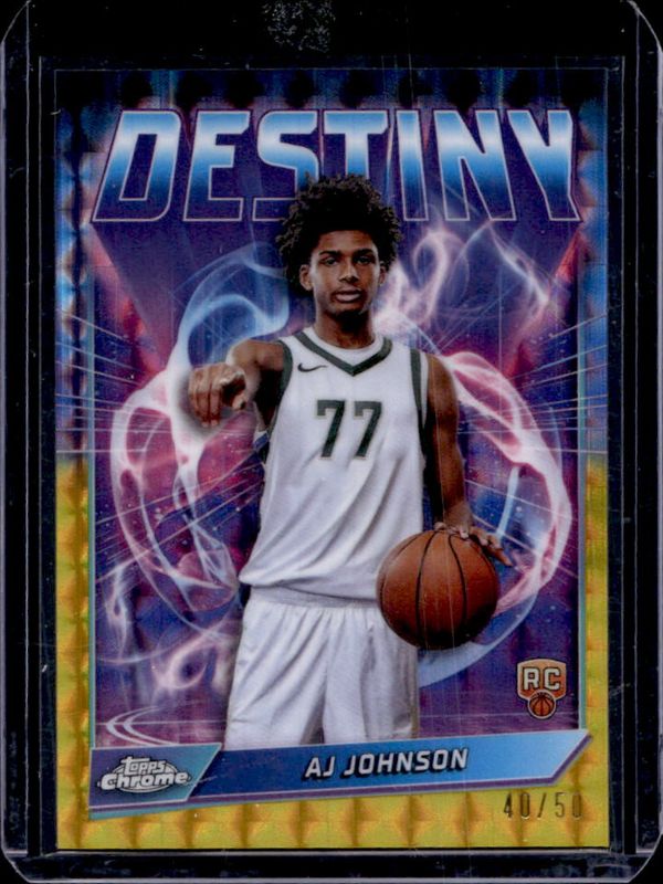 AJ Johnson 2024 Topps Chrome #D-16 Destiny - Gold Geometric Refractor /50 Rookie RAW