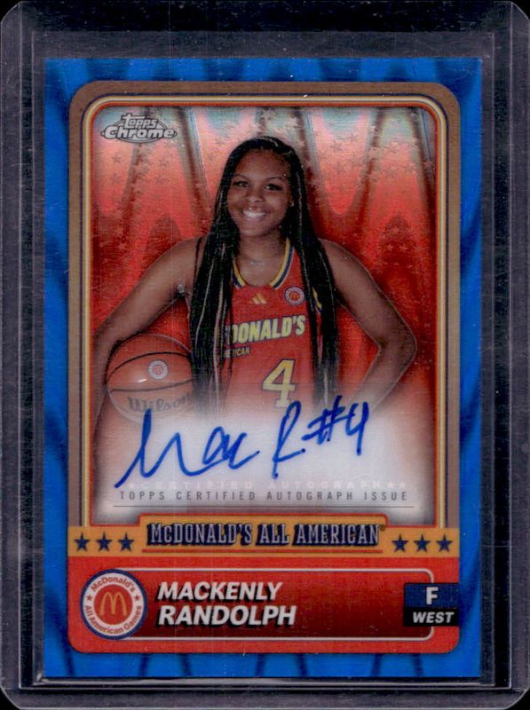 Mackenly Randolph 2024 Topps Chrome McDonald's All-American #71 Base Autographs - Blue RayWave Refractor RAW