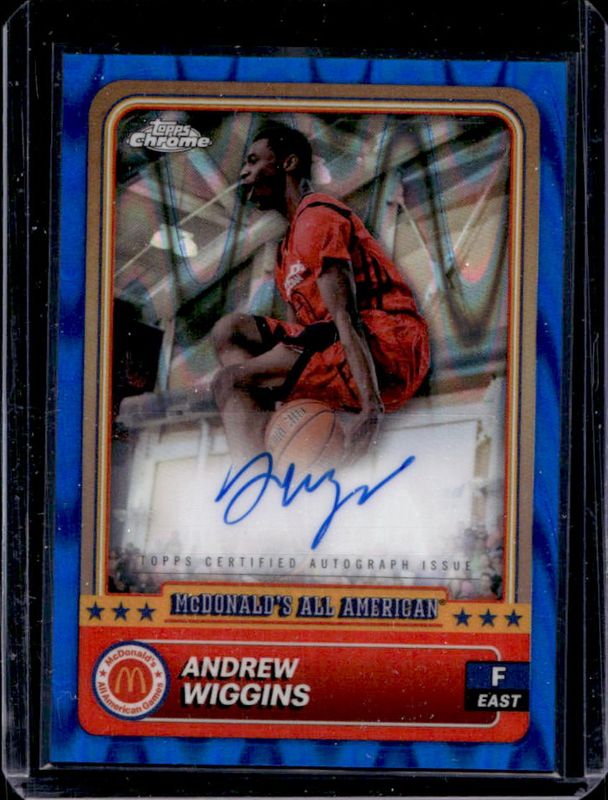 Andrew Wiggins 2024 Topps Chrome McDonald's All-American #86 Base Autographs - Blue RayWave Refractor RAW