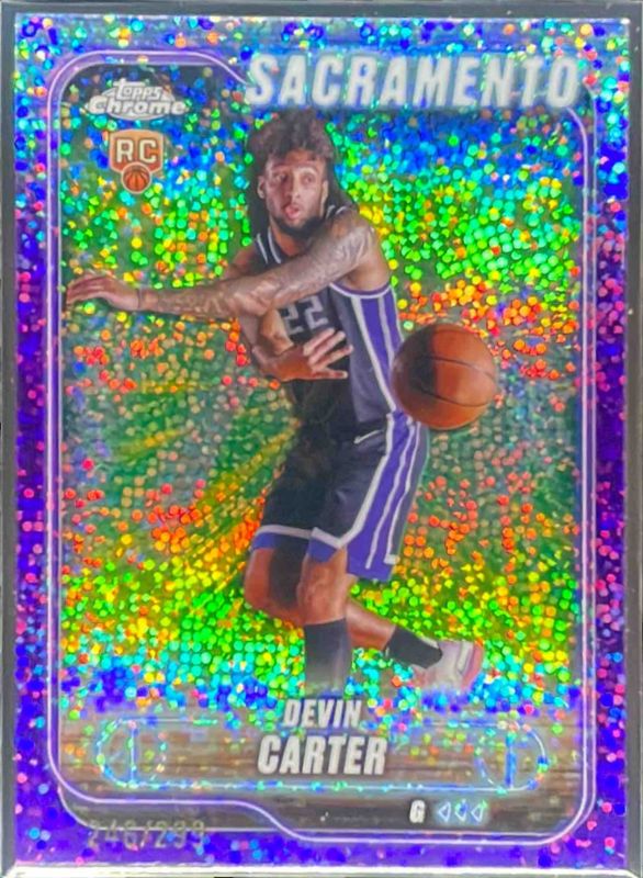 Devin Carter 2024 Topps Chrome #134 Purple Speckle Refractor /299 Rookie RAW