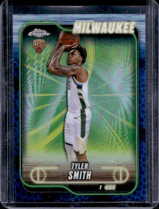 Tyler Smith 2024 Topps Chrome #196 Blue Basketball Refractor Rookie RAW