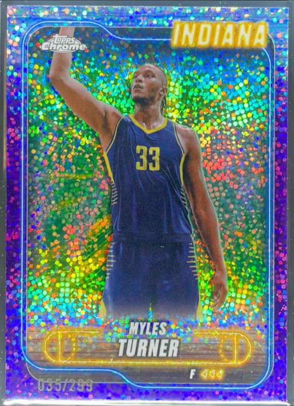 Myles Turner 2024 Topps Chrome #38 Purple Speckle Refractor /299 RAW