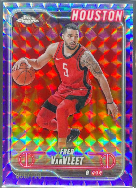 Fred VanVleet 2024 Topps Chrome #137 Purple Geometric Refractor /129 RAW