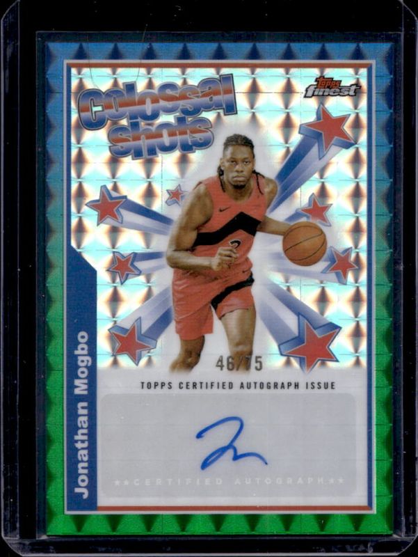 Jonathan Mogbo 2024 Topps Finest #BSA-JM Colossal Shots Autographs - Green Geometric Refractor /75 RAW
