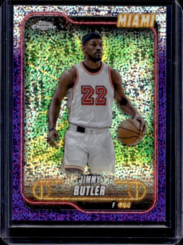 Jimmy Butler 2024 Topps Chrome #16 Purple Speckle Refractor /299 RAW