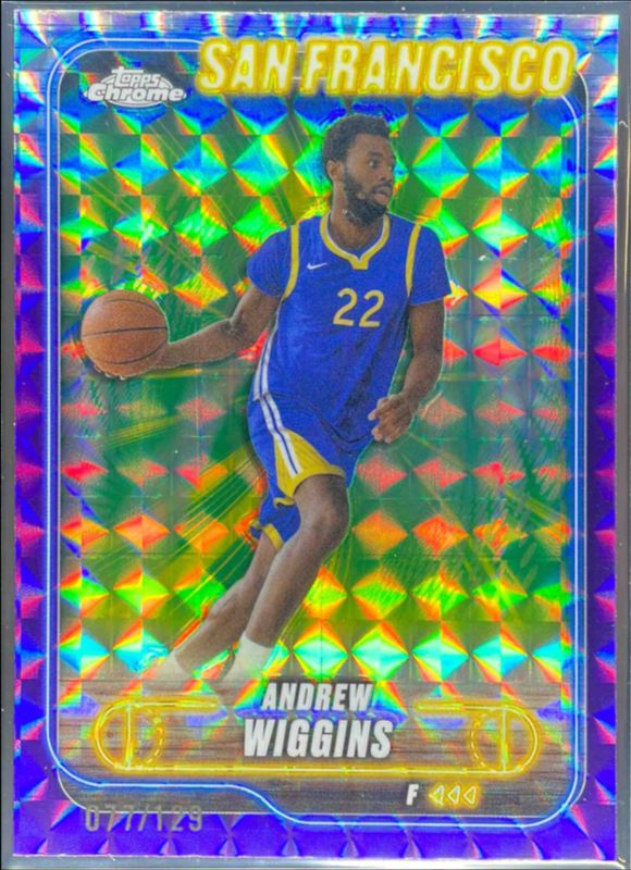 Andrew Wiggins 2024 Topps Chrome #155 Purple Geometric Refractor /129 RAW