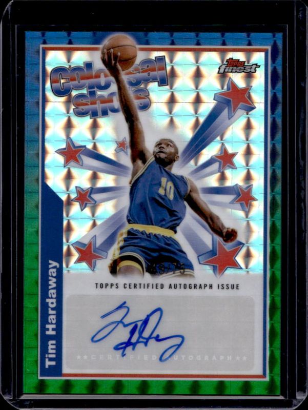 Tim Hardaway 2024 Topps Finest #BSA-THA Colossal Shots Autographs - Green Geometric Refractor /75 RAW