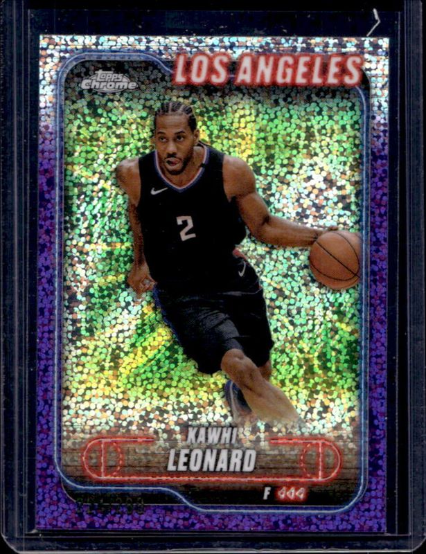 Kawhi Leonard 2024 Topps Chrome #120 Purple Speckle Refractor /299 RAW