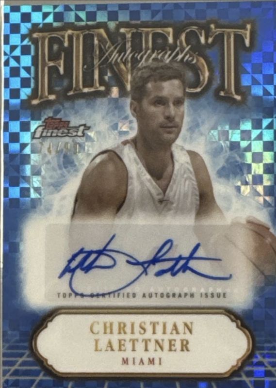 Christian Laettner 2024 Topps Finest #FA-CL Finest Autographs - Blue X-Fractor /99 RAW