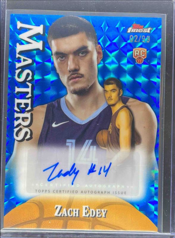 Zach Edey 2024 Topps Finest #MA-ZE Masters Autographs - Blue Geometric Refractor /99 Rookie RAW