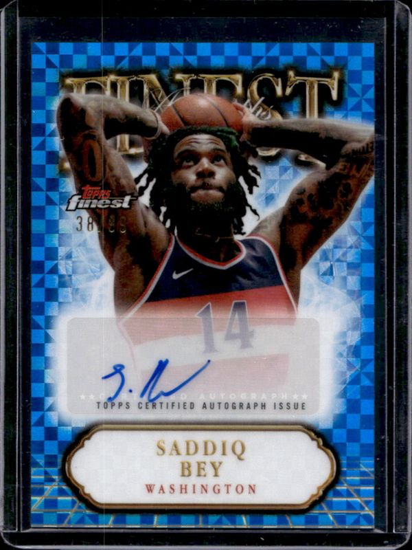 Saddiq Bey 2024 Topps Finest #FA-SB Finest Autographs - Blue X-Fractor /99 RAW