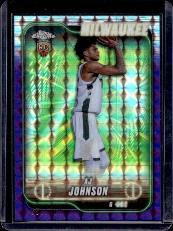 AJ Johnson 2024 Topps Chrome #145 Purple Geometric Refractor /129 Rookie RAW