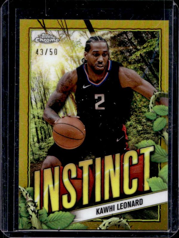 Kawhi Leonard 2024 Topps Chrome #INS-3 Instinct - Gold Refractor /50 RAW