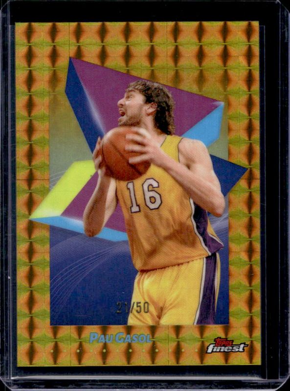 Pau Gasol 2024 Topps Finest #41 Base Common - Gold Geometric Refractor /50 RAW