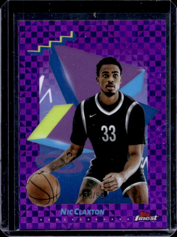 Nic Claxton 2024 Topps Finest #109 Base Uncommon - Purple X-Fractor /99 RAW