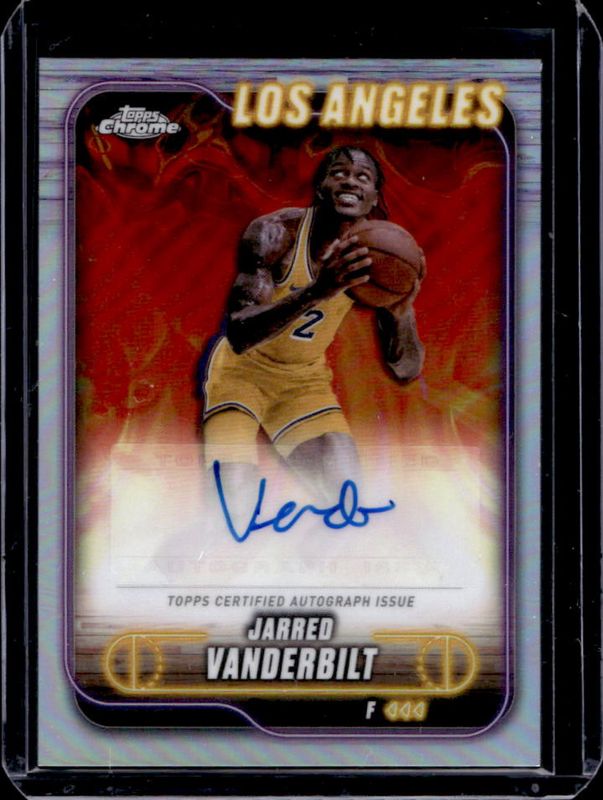 Jarred Vanderbilt 2024 Topps Chrome #TCA-JAV Chrome Autographs - Refractor RAW