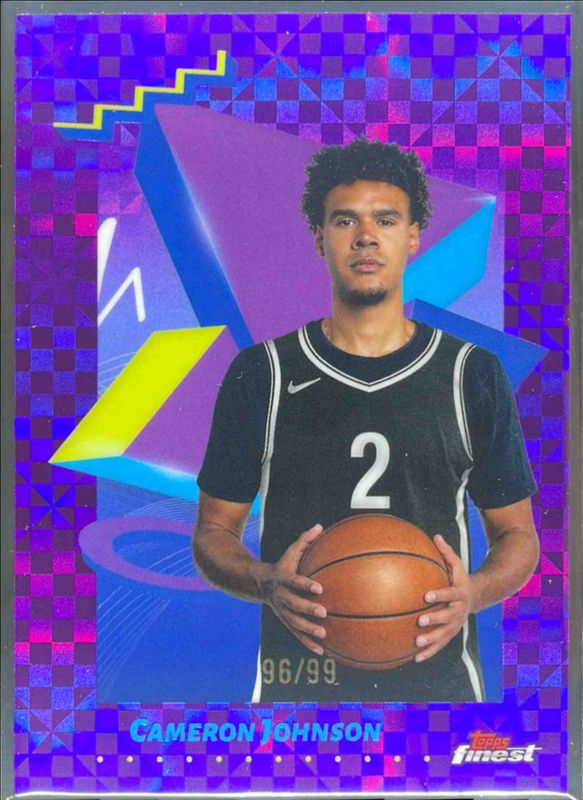 Cameron Johnson 2024 Topps Finest #108 Base Uncommon - Purple X-Fractor /99 RAW