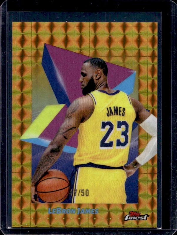 LeBron James 2024 Topps Finest #45 Base Common - Gold Geometric Refractor /50 RAW
