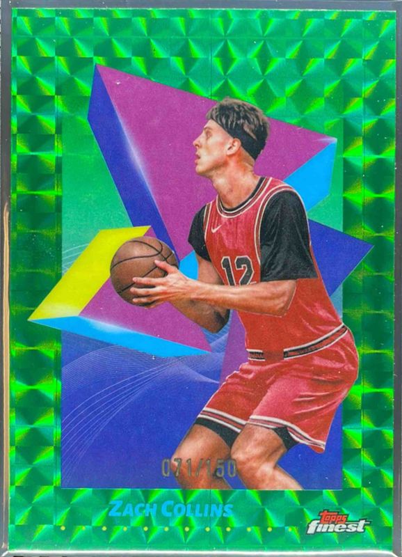 Zach Collins 2024 Topps Finest #84 Base Common - Green Geometric Refractor /150 RAW