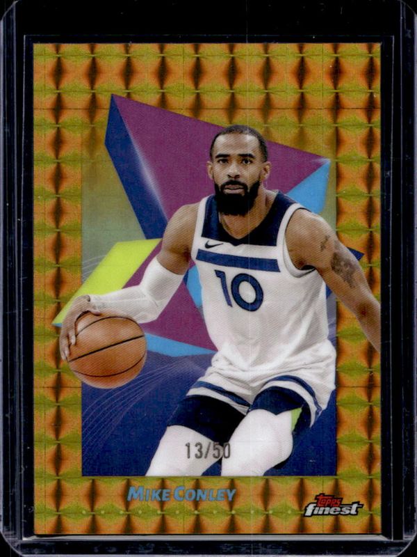 Mike Conley 2024 Topps Finest #59 Base Common - Gold Geometric Refractor /50 RAW