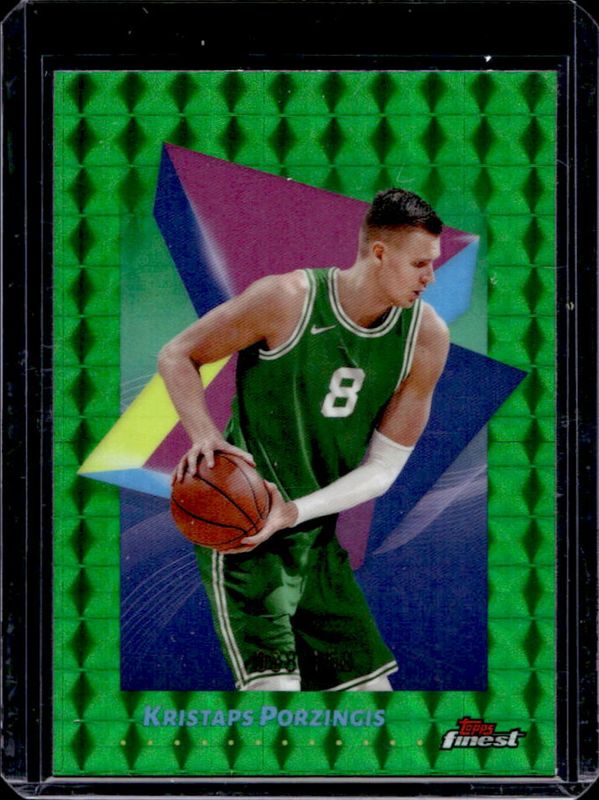 Kristaps Porzingis 2024 Topps Finest #5 Base Common - Green Geometric Refractor /150 RAW
