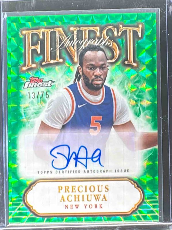 Precious Achiuwa 2024 Topps Finest #FA-PA Finest Autographs - Green Geometric Refractor /75 RAW