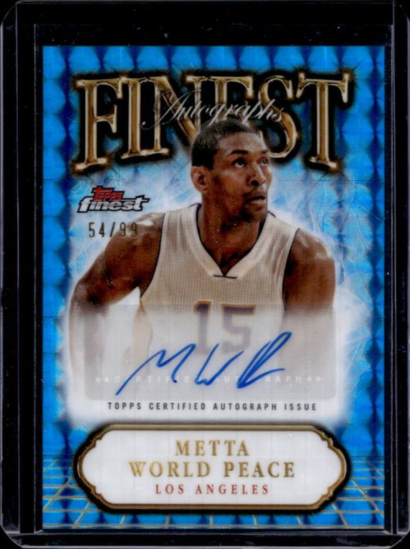 Metta World Peace 2024 Topps Finest #FA-MW Finest Autographs - Blue Geometric Refractor /99 RAW