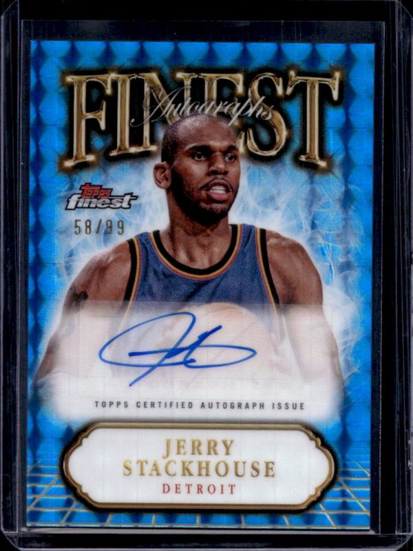 Jerry Stackhouse 2024 Topps Finest #FA-JST Finest Autographs - Blue Geometric Refractor /99 RAW