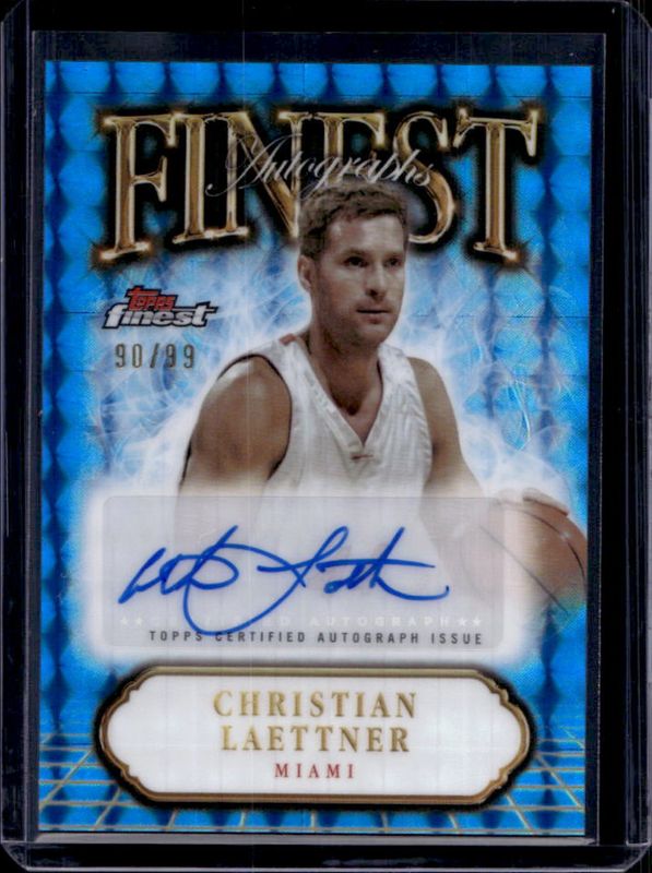 Christian Laettner 2024 Topps Finest #FA-CL Finest Autographs - Blue Geometric Refractor /99 RAW