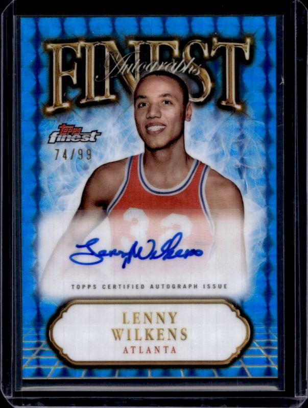 Lenny Wilkens 2024 Topps Finest #FA-LW Finest Autographs - Blue Geometric Refractor /99 RAW