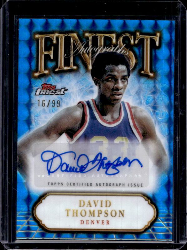 David Thompson 2024 Topps Finest #FA-DT Finest Autographs - Blue Geometric Refractor /99 RAW