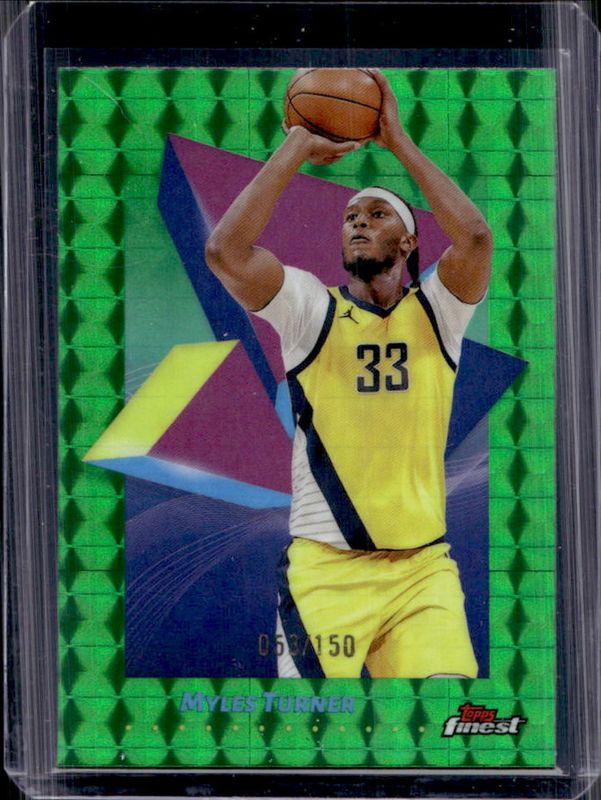 Myles Turner 2024 Topps Finest #36 Base Common - Green Geometric Refractor /150 RAW