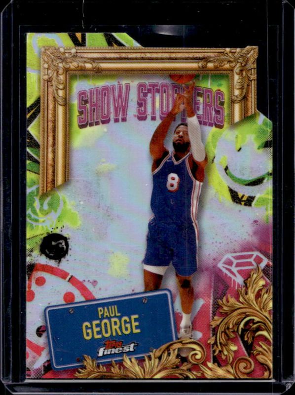 Paul George 2024 Topps Finest #S-22 Showstoppers - Refractor RAW