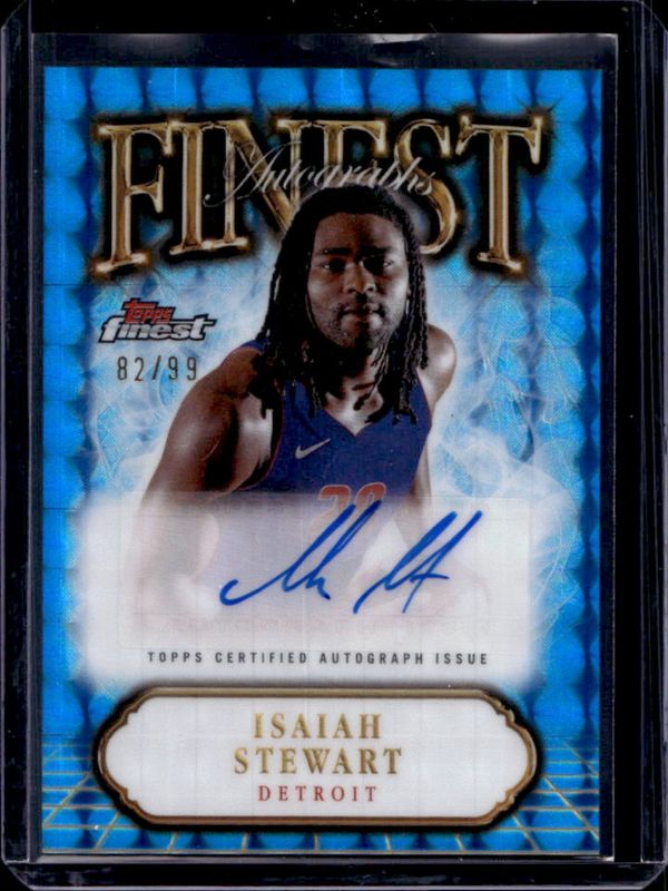 Isaiah Stewart 2024 Topps Finest #FA-IS Finest Autographs - Blue Geometric Refractor /99 RAW