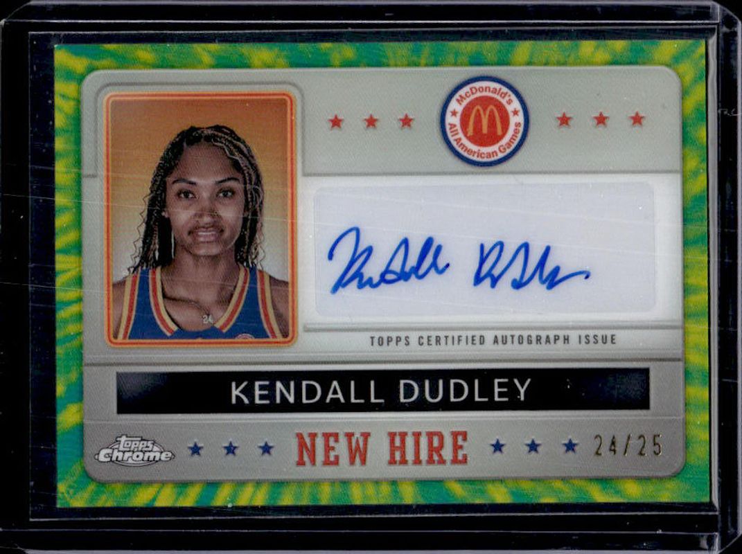 Kendall Dudley 2024 Topps Chrome McDonald's All-American #NHB-KEN New Hire Badge Autographs - Tie-Dye Refractor /25 RAW