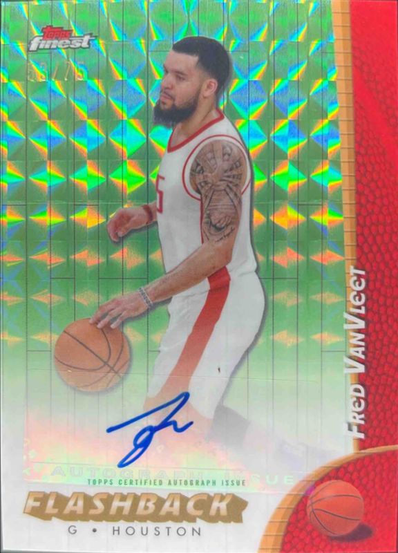 Fred VanVleet 2024 Topps Finest #FBA-FV Flashback Autographs - Green Geometric Refractor /75 RAW