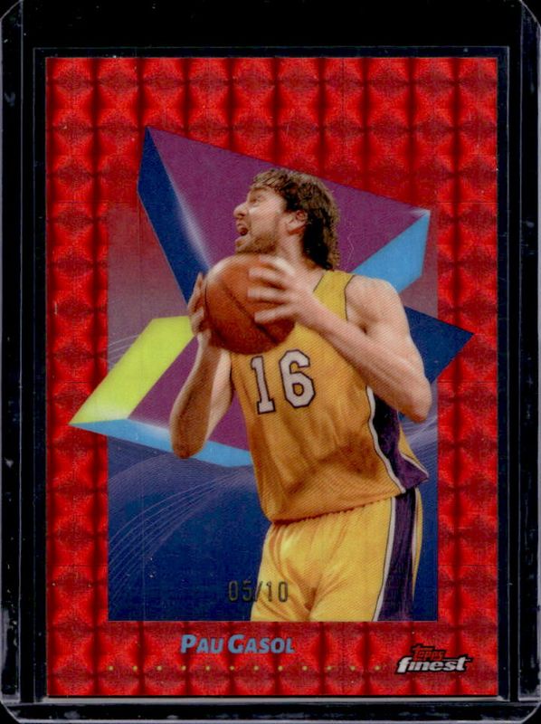 Pau Gasol 2024 Topps Finest #41 Base Common - Red Geometric Refractor /10 RAW