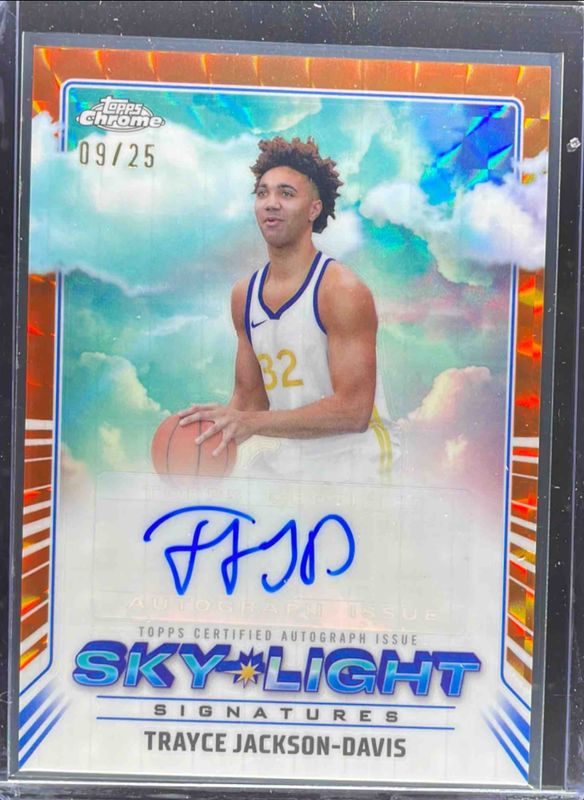 Trayce Jackson-Davis 2024 Topps Chrome #SLS-TJ Sky Light Signatures - Orange Geometric Refractor /25 RAW
