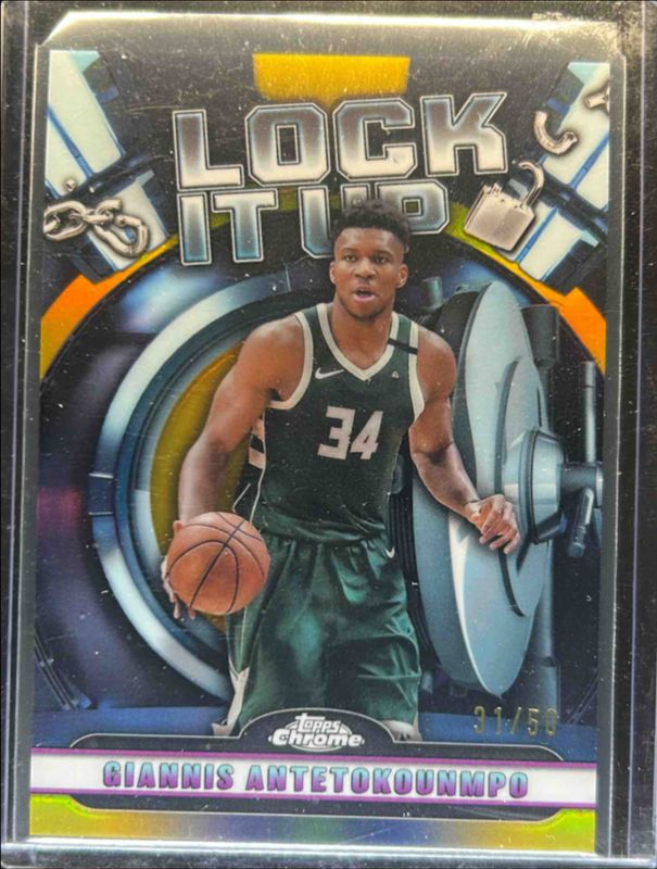 Giannis Antetokounmpo 2024 Topps Chrome #LIU-5 Lock It Up - Gold 