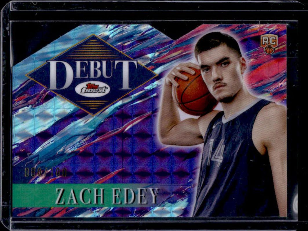 Zach Edey 2024 Topps Finest #D-10 Debut - Purple Geometric Refractor /100 Rookie RAW