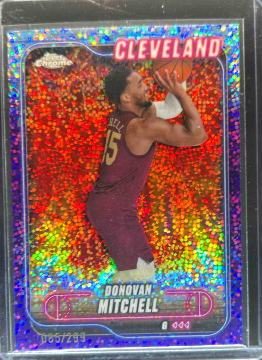 Donovan Mitchell 2024 Topps Chrome #69 Purple Speckle Refractor