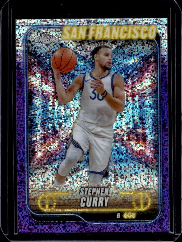 Stephen Curry 2024 Topps Chrome #187 Purple Speckle Refractor /299 RAW