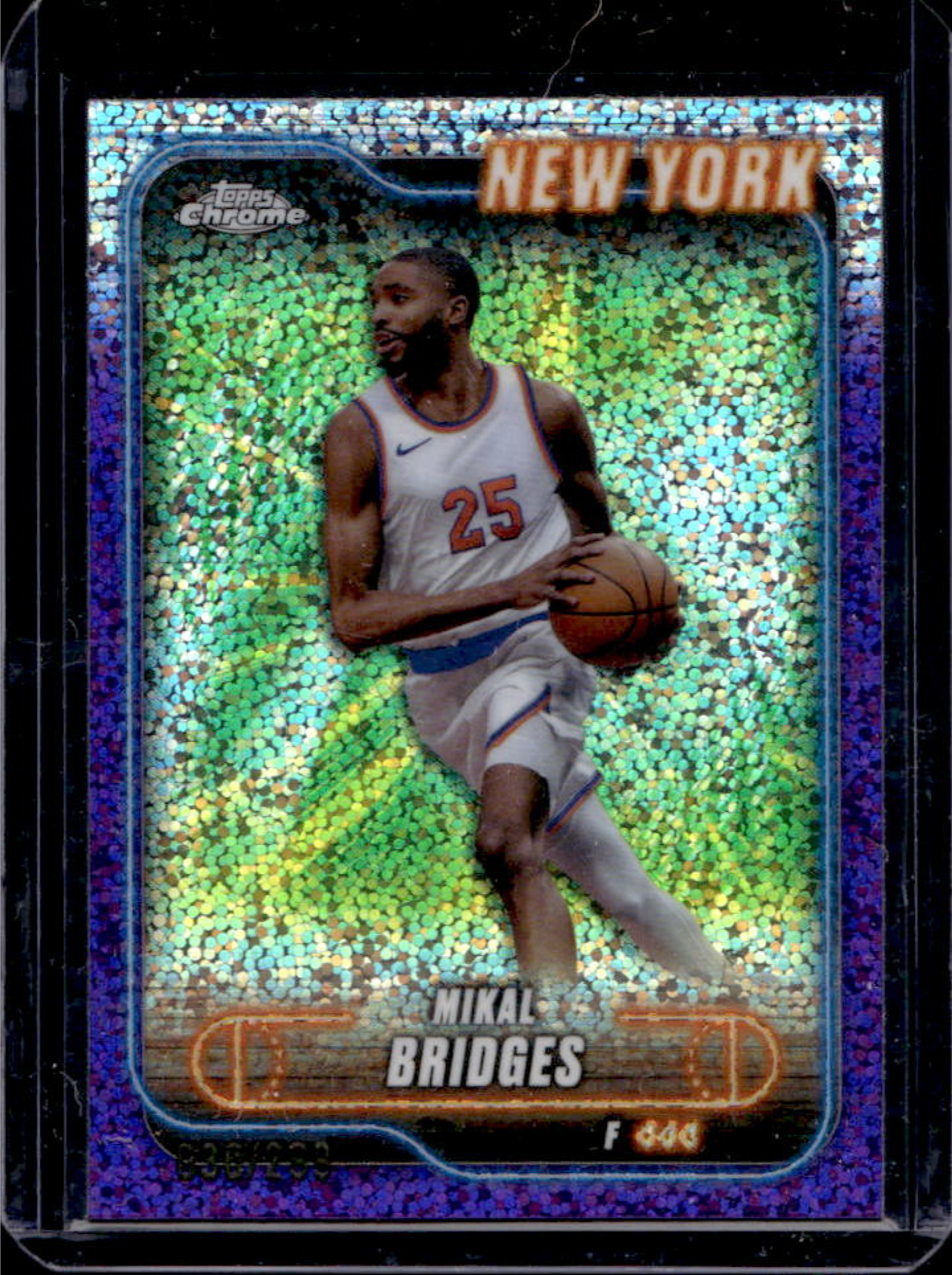 Mikal Bridges 2024 Topps Chrome #190 Purple Speckle Refractor /299