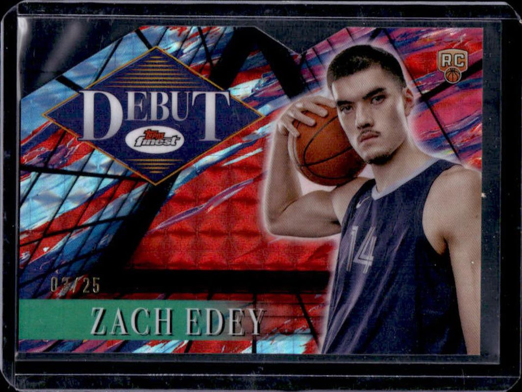 Zach Edey 2024 Topps Finest #A-10 Arrivals - Red Black Geometric Refractor /25 Rookie RAW