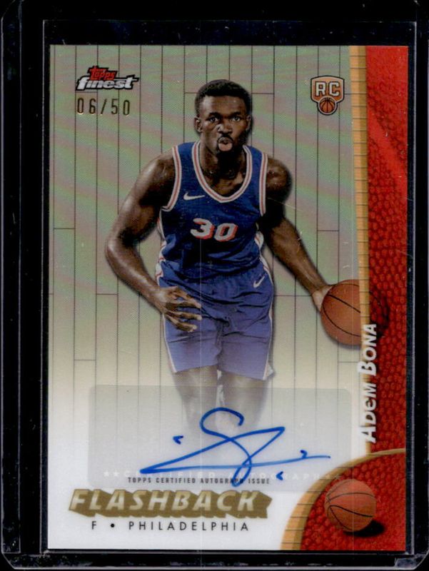 Adem Bona 2024 Topps Finest #FBA-AB Flashback Autographs - Gold Refractor /50 RAW
