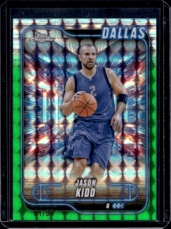 Jason Kidd 2024 Topps Chrome #129 Green Geometric Refractor /99 RAW