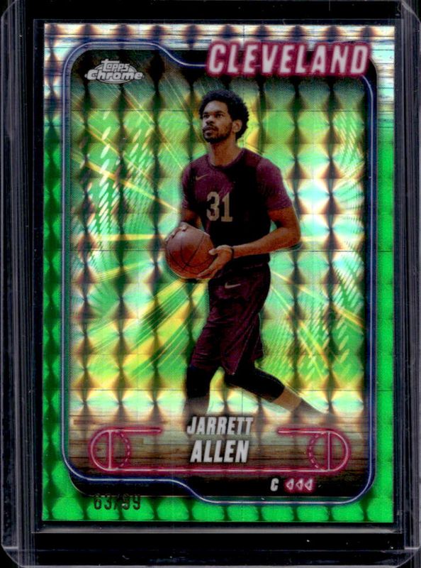 Jarrett Allen 2024 Topps Chrome #17 Green Geometric Refractor /99 RAW